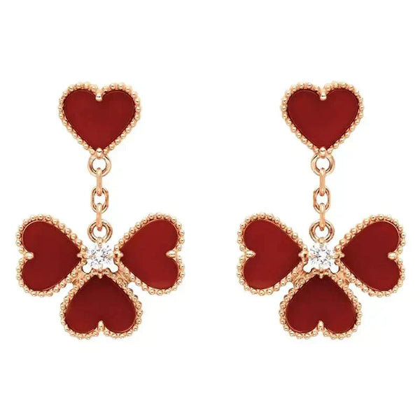 ˇShiny JewelryˇSWEET CLOVER CARNELIAN EARRINGS