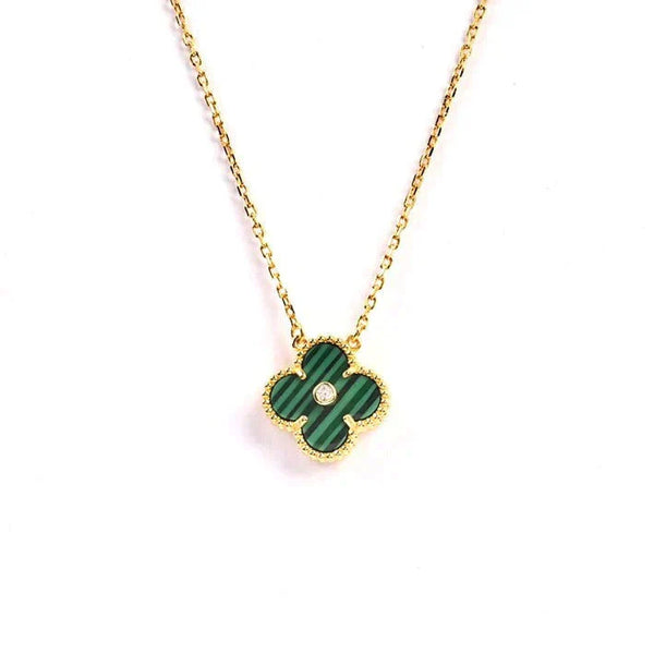ˇShiny JewelryˇCLOVER 15MM DIAMOND TURQUOISE NECKLACE