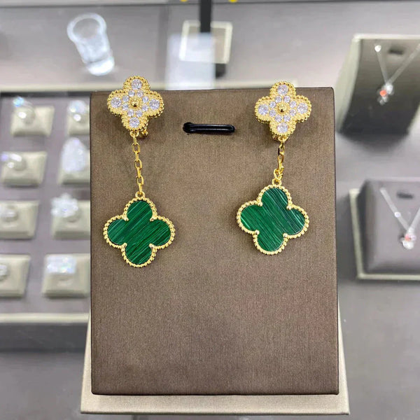 ˇShiny JewelryˇCLOVER  2 MOTIFS  DIAMOND  EARRINGS (MULTIPLE CHOICESç´