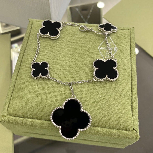 ˇShiny JewelryˇCLOVER 5 MOTIFS ONYX BRACELET