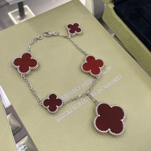 ˇShiny JewelryˇCLOVER 5 MOTIFS CARNELIAN BRACELET