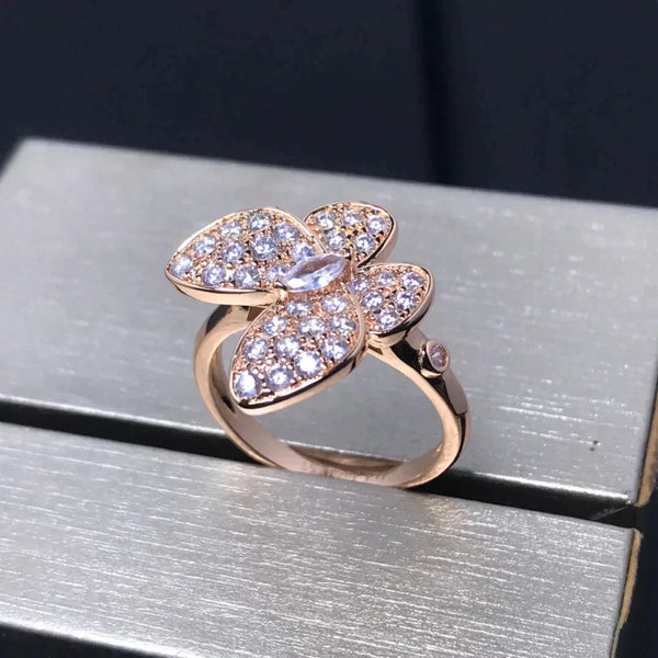 ˇShiny JewelryˇBUTTERFLY PINK GOLD DIAMOND RING