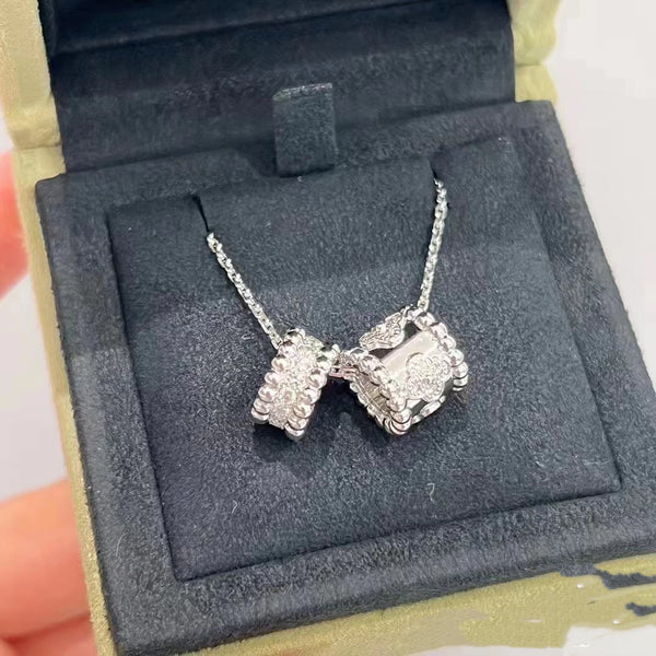 ˇShiny JewelryˇPERLEE DOUBLE PENDANT SILVER DIAMOND NECKLACE