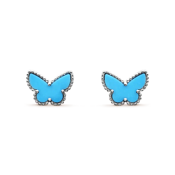 ˇShiny JewelryˇBUTTERFLY TURQUOISE EARRINGS SILVER