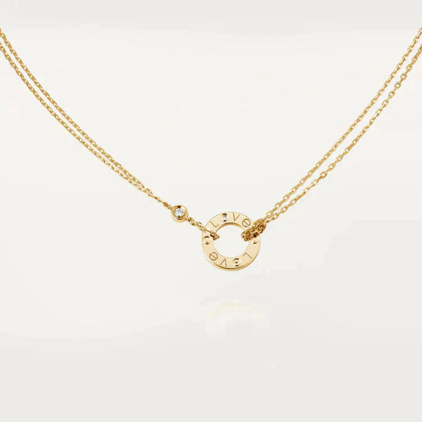 ˇShiny JewelryˇLOVE NECKLACE 16MM 2 DIAMONDS