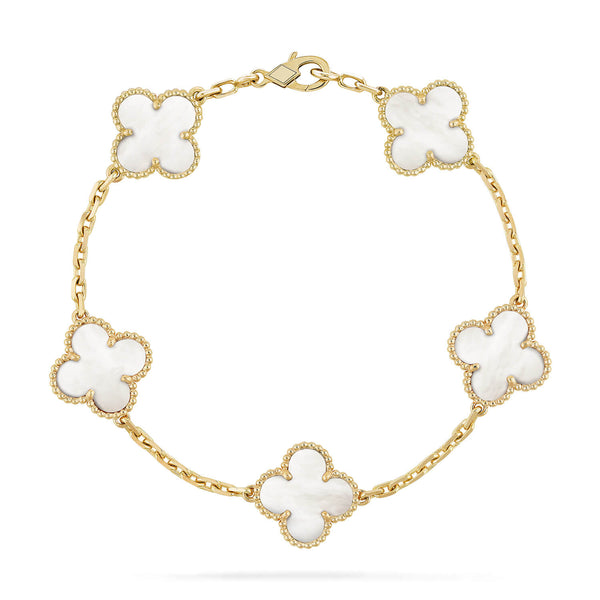 ˇShiny JewelryˇCLOVER  5 MOTIF WHITE MOP BRACELET