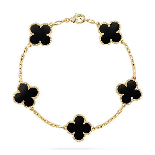 ˇShiny JewelryˇCLOVER  5 MOTIFS BLACK ONYX BRACELET