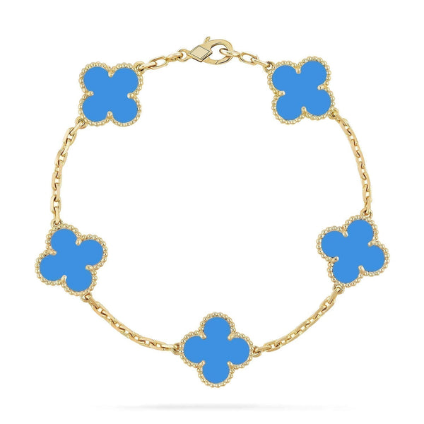 ˇShiny JewelryˇCLOVER 5 MOTIFS BLUE AGATE BRACELET