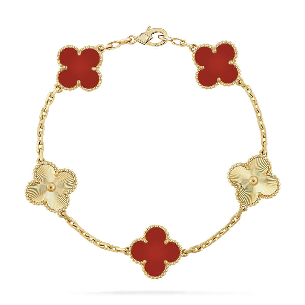 ˇShiny JewelryˇCLOVER  5 MOTIFS CARNELIAN GOLD BRACELET