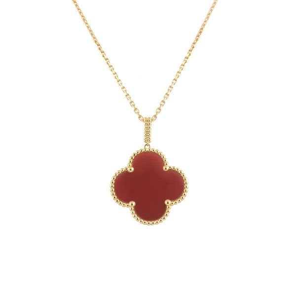 ˇShiny JewelryˇCLOVER 25MM NECKLACE GOLD CARNELIAN