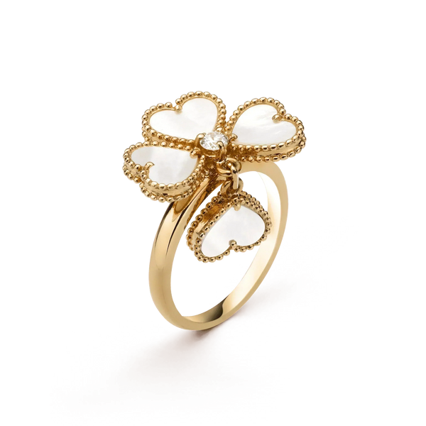 ˇShiny JewelryˇSWEET CLOVER WHITE MOP RING