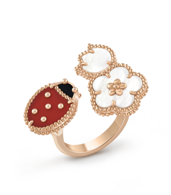 ˇShiny JewelryˇLUCKY 3 MOTIF ROSE GOLD RING