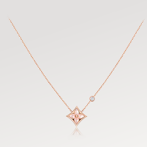 ˇShiny JewelryˇSTAR PINK MOP 1 DIAMOND PINK GOLD NECKLACE