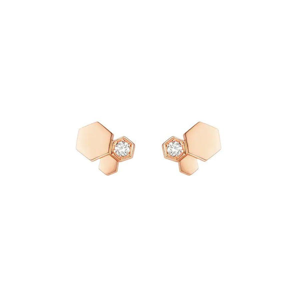 ˇShiny JewelryˇBEE LOVE PINK GOLD DIAMOND EARRINGS