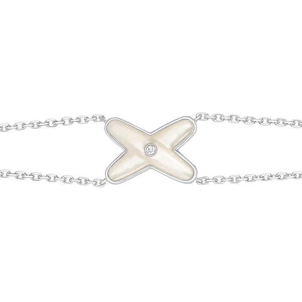 ˇShiny JewelryˇJEUX BRACELET WHITE MOP SILVER 1 DIAMOND