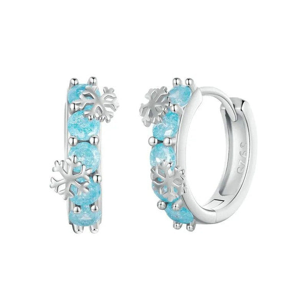 [SHINY]Ice Flower Zirconia Platinum Plated Hoop Earrings