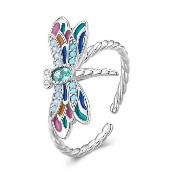 [SHINY]Enamel Dragonfly Opening Ring Insect Adjustable Ring
