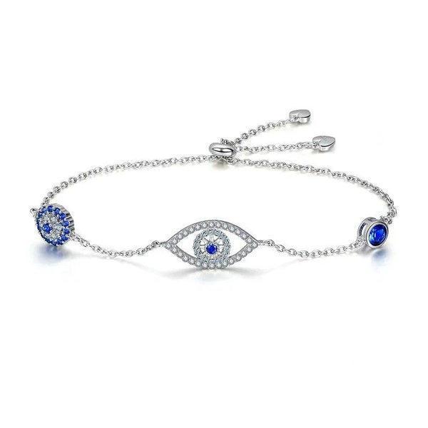 [SHINY]Blue Zircon Evil Eyes Bracelet Guardian Eye Chain for Women