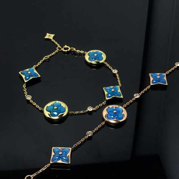 ˇShiny JewelryˇSTAR AND SUN 4 MOTIF BLUE BRACELET